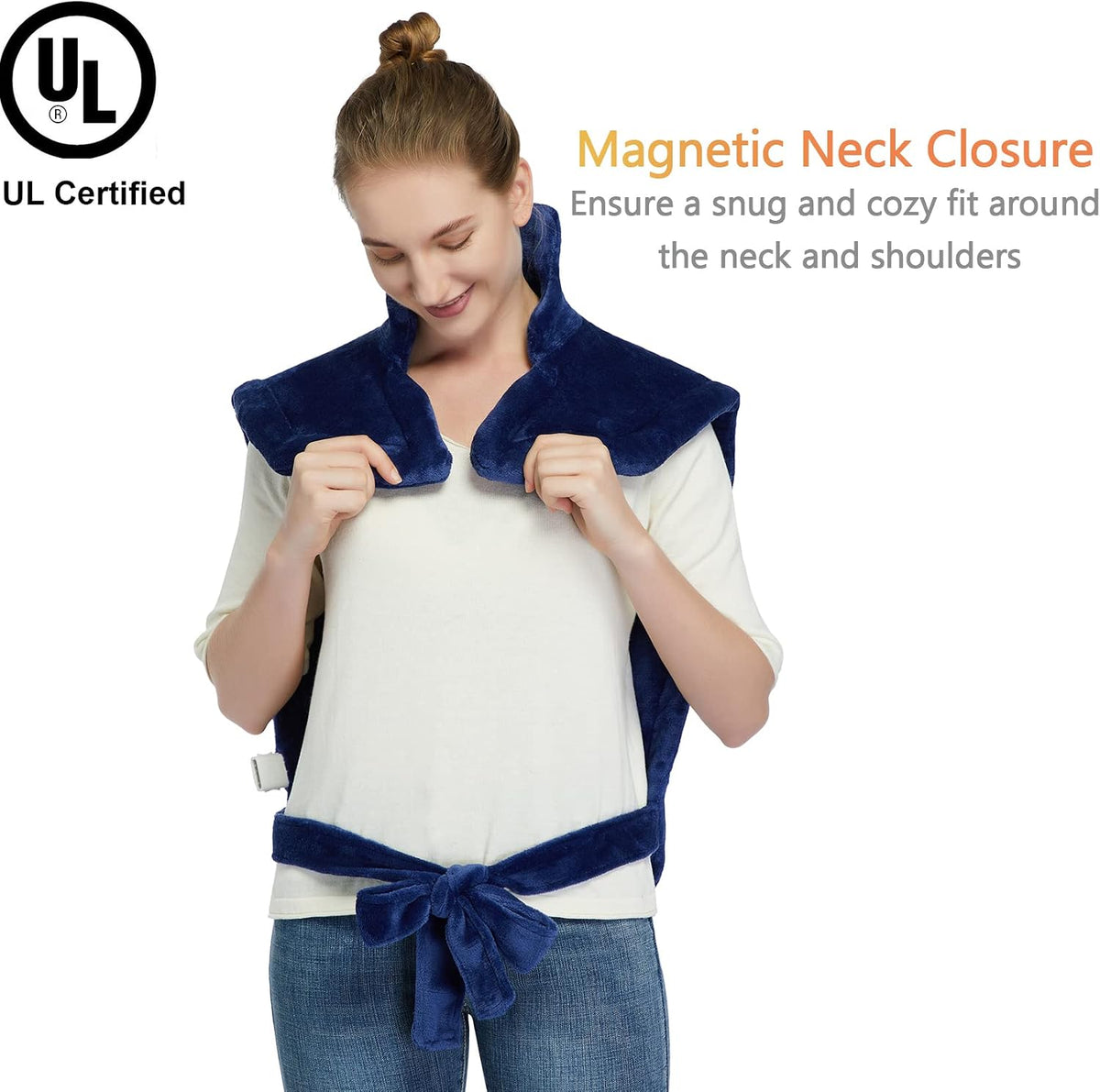 CAROMIO Massaging Heating Pad for Back Pain Relief, Neck and Shoulders