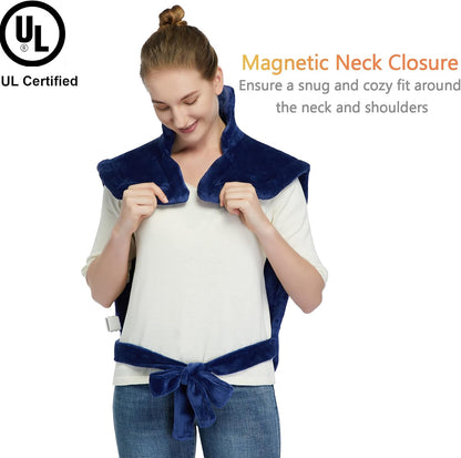 CAROMIO Massaging Heating Pad for Back Pain Relief, Neck and Shoulders