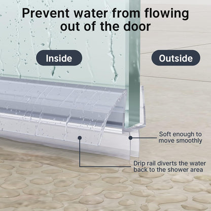 AmazerBath Frameless Shower Door Bottom Seal 39 inch (Set of 2) - Clear, Suitable for 3/8 Inch Glass, Modern Style