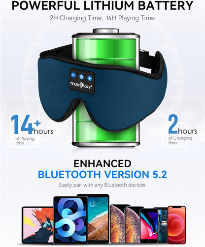MUSICOZY Sleep Headphones Breathable Bluetooth 5.4 Headband 3D Sleeping Headphones, Wireless Eye Mask Earbuds Earphones for Side Sleeper Office Air Travel Cool Tech Gadgets Unique Gifts