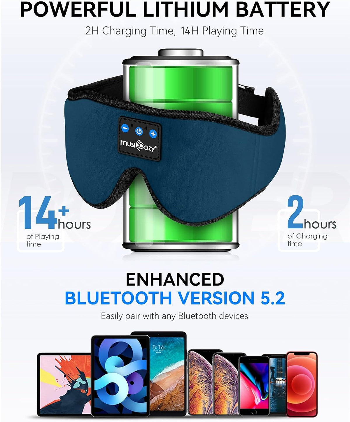 MUSICOZY Sleep Headphones Bluetooth 5.4 Sleep Mask with HD Sound