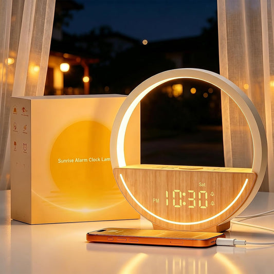 Vivilumens Sunrise Alarm Clock White Noise Sound Machine for Bedroom | Gentle Wake Up Light with 20 Soothing Sounds Sleep Aids, Dimmable Clock, Touch Control, Timer, Dual Alarms for Heavy Sleepers