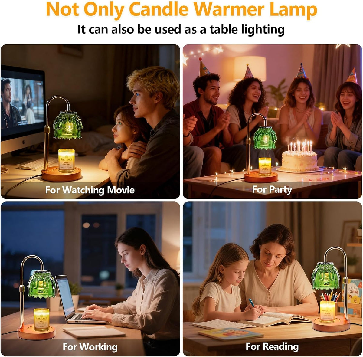 Candle Warmer Lamp with Timer & Dimmer, Birthday Gifts for Women Mom, 4-Level Dimmable Flower Heat Lamp for Jar Candles, Adjustable Height, House Warming Gifts, Home Decor (Purple