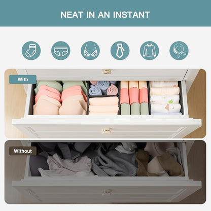 Drawer Organizer Clothes, 10 Pack Dresser Organizer for Baby Clothes, Underwear, Sock- Foldable Closet Organization and Storage Dividers Bins for Nursery, Bedroom (Beige)
