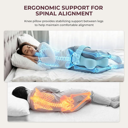 Knee Pillow for Side Sleepers, Alignment Pillow for Side Sleepers, Relief Hip & Sciatica Pain, Nourial Pillow Between Legs for Pregnant Women and Seniors (Grey)
