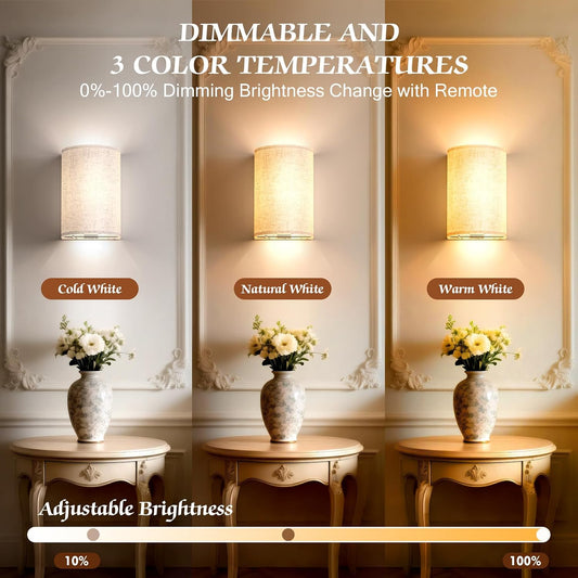 OCATO Battery Operated Wall Sconce Wireless Wall Sconces Set of Two