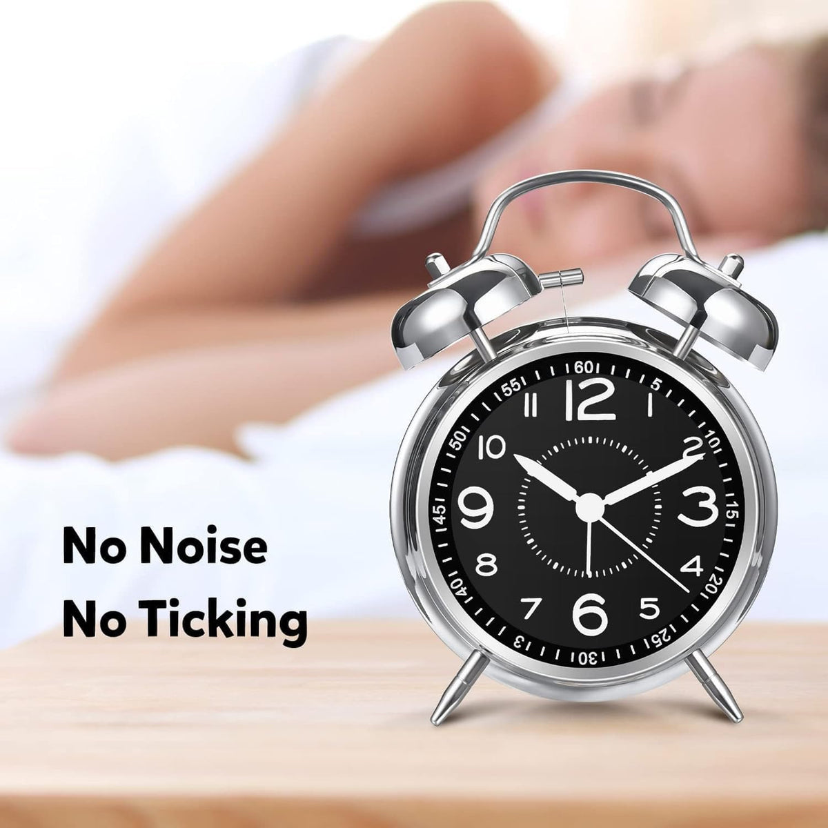 Azyh Loud Alarm Clock for Heavy Sleepers Adults, Metal 4 Inches Twin Bell Battery Operated Alarm Clocks for Bedrooms Decoration, Silent Non-Ticking, Back-to-School Gift (Red Brown)