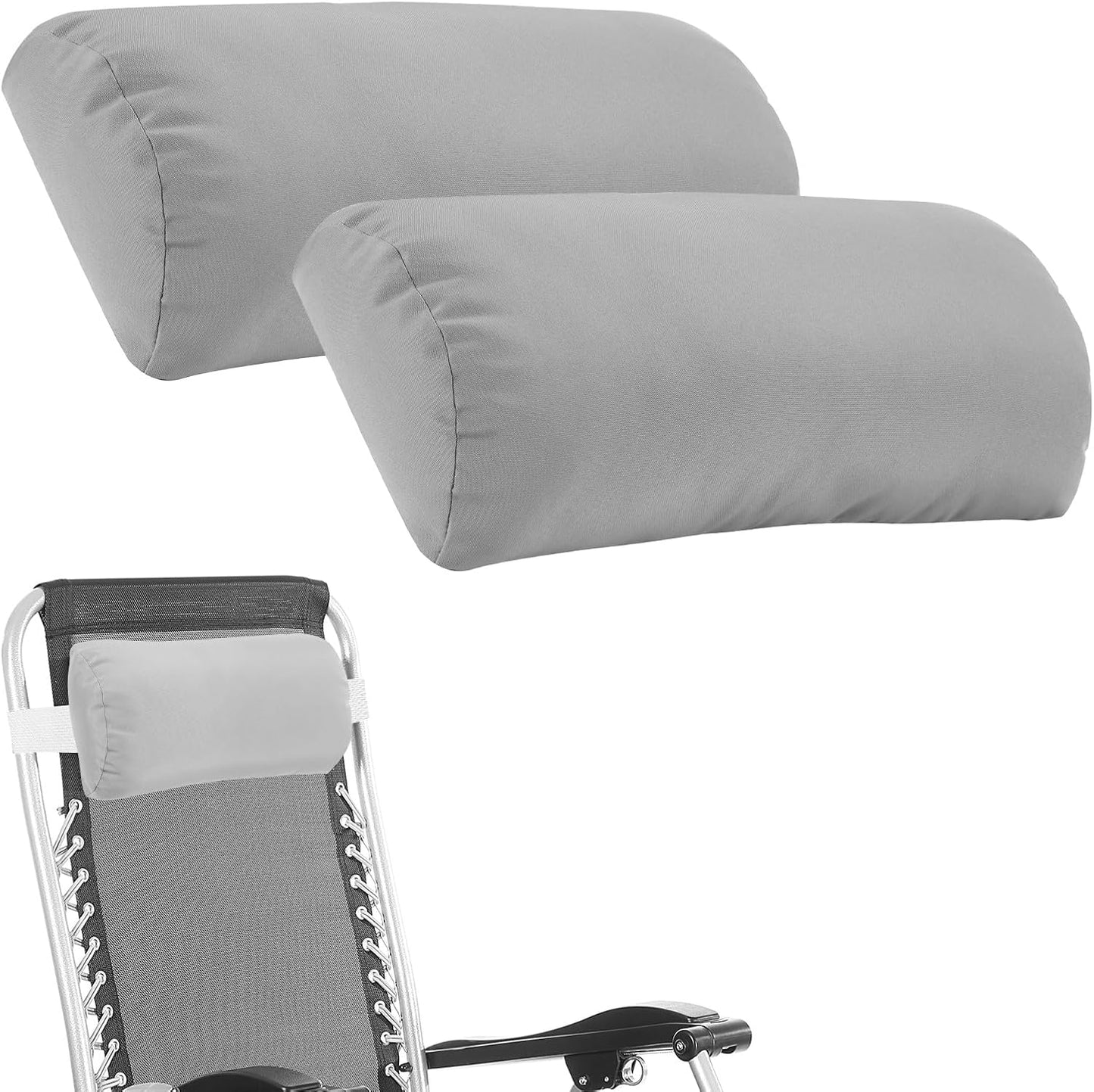 Headrest Pillow for Patio Chaise Lounge, 2 Packs Head Pillow with Elastic Band for Zero Gravity Lounge Chair, Head Neck Rest Pillow Lumbar Pillow, Beige