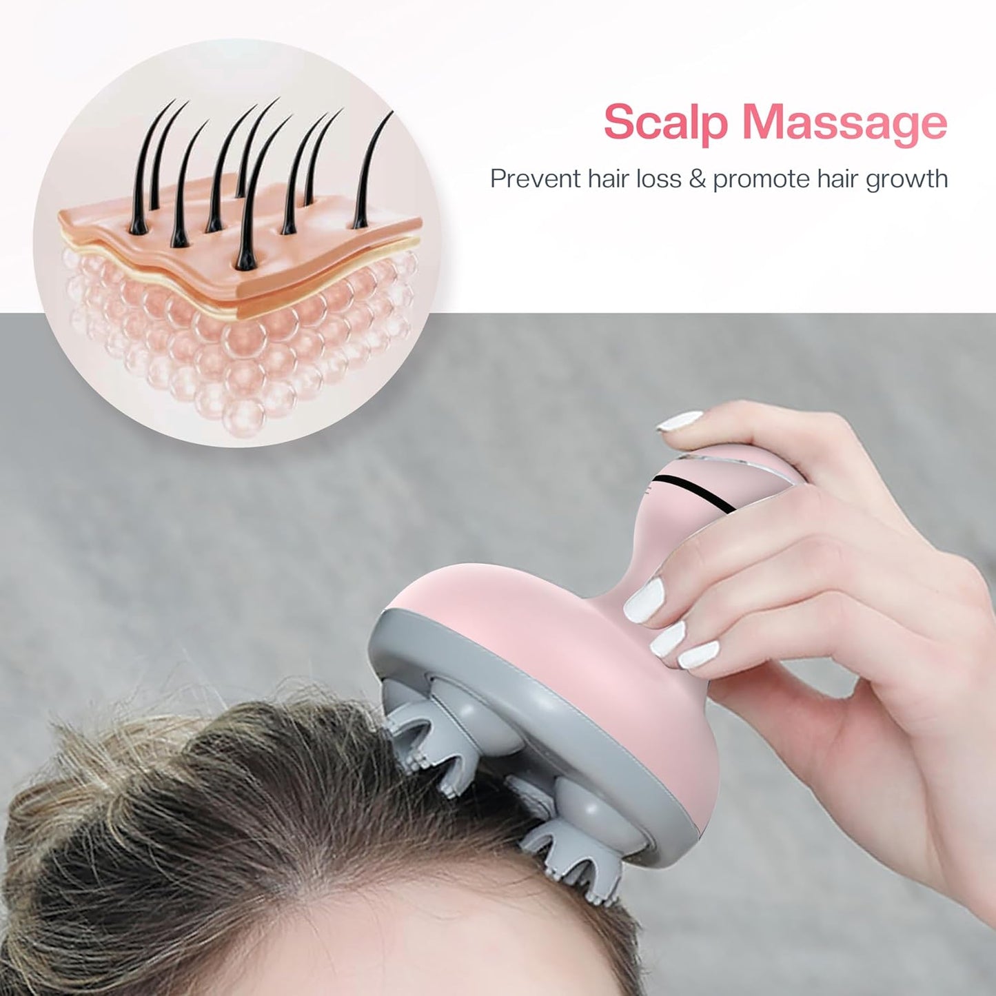 COMFIER Electric Cordless Hair Scalp Massager with Kneading 84 Massage Nodes, Handheld Portable Head Scratcher Massager for Hair Growth, Deep Clean and Stress Relax, Gifts for Men Dad