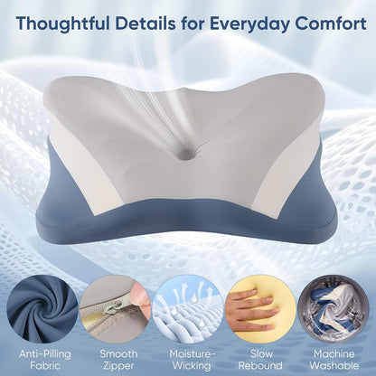 Sweetcrispy Cervical Pillow for Neck Pain Relief, Cooling Memory Foam