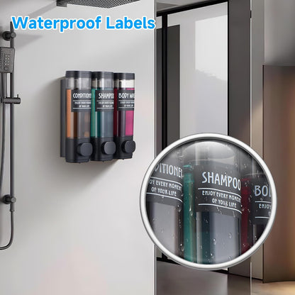 Shampoo and Conditioner Dispenser,GlintGath Shower Dispenser 2 Chamber No Drill Shampoo Dispenser for Shower Wall Mounted Shower Soap Dispenser for Bathroom Hotel,2 * 300ML,Matte Black