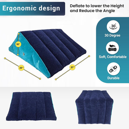 Leg Elevation Pillow by Recovery Wedge, Inflatable Wedge Pillow for Sleeping and Post-Surgical, Improve Circulation and Reduce Swelling, Speed Injury Recovery. (Large triangle)