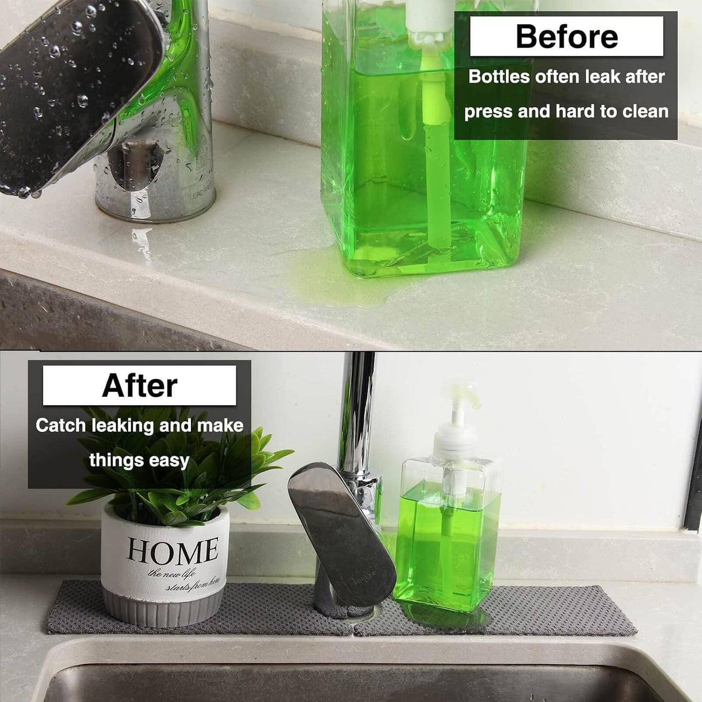 28'' Extended Kitchen Sink Faucet Absorbent Mat, Fabric | Sink Splash Mat|Faucet Drip Catcher|Sink Water Drying Mat