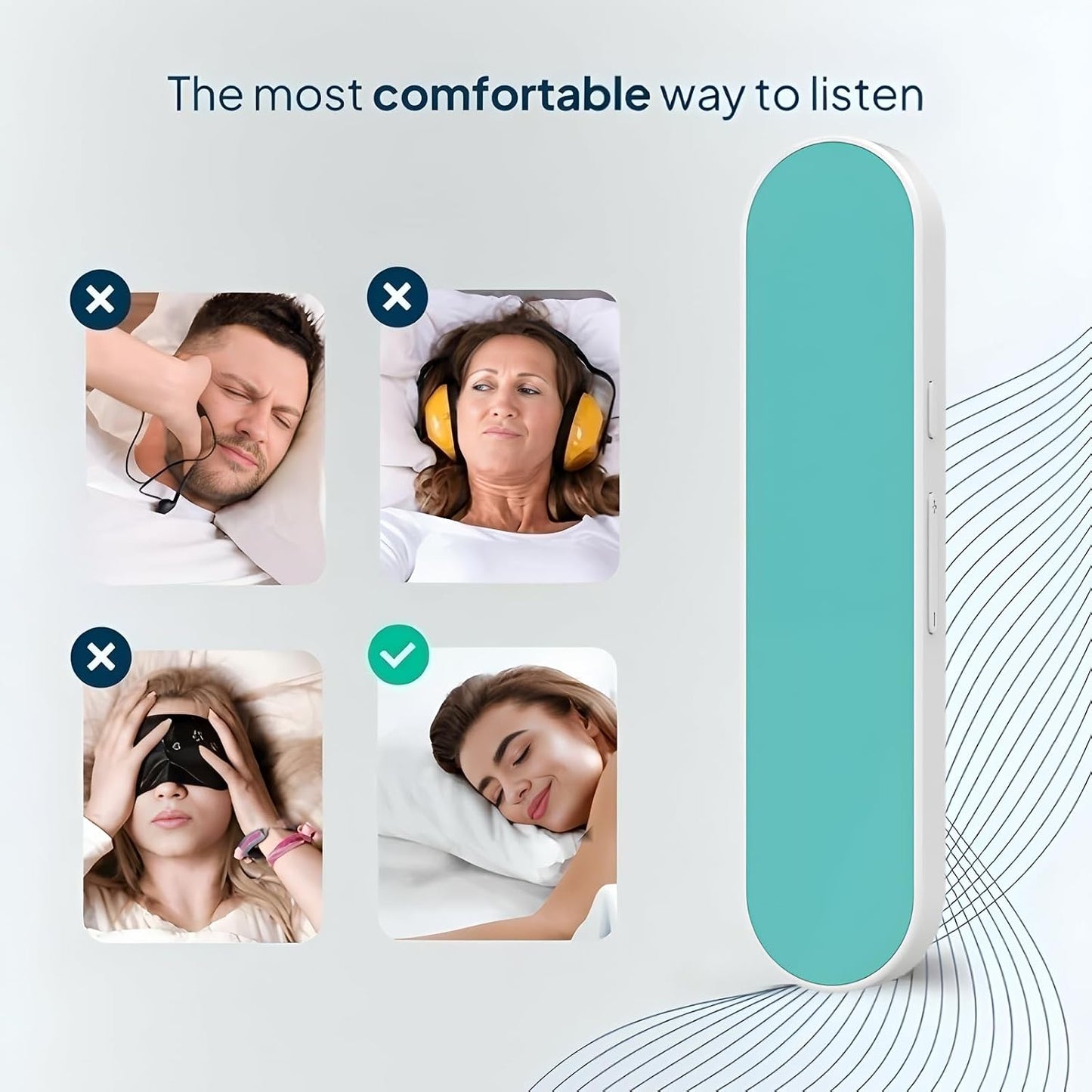 Private Mini Under Pillow Speaker Bluetooth for Sleeping, Portable Bone Conduction Technology with Volume Control/TF Function, Wireless White Noise/Sleep Aid(Blue White)