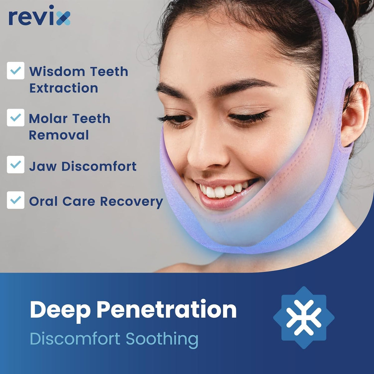 REVIX Wisdom Teeth Ice Pack Head Wrap for Face, Jaw & Chin Relief, Black