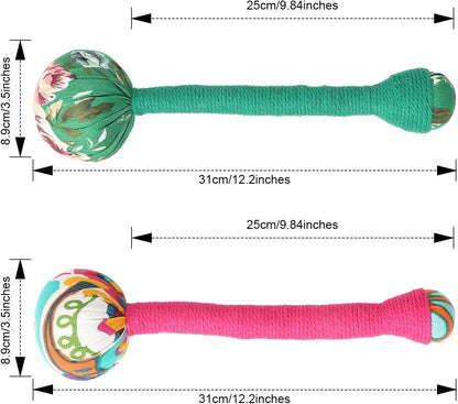 2PCS Herbal Wormwood Lymphatic Drainage Anti Slip Manual Massage Hammer Longer Handle Back Massager for Shoulder, Neck & Muscle Pain Relief (Rose Red/Dark Blue)