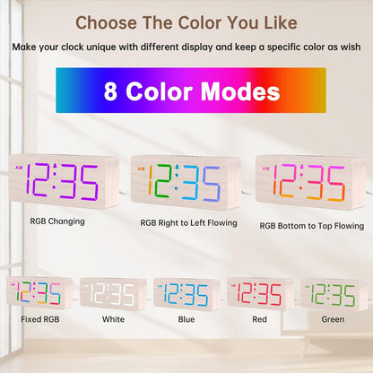 DreamSky Wooden Digital Alarm Clock for Bedroom with Large Numbers