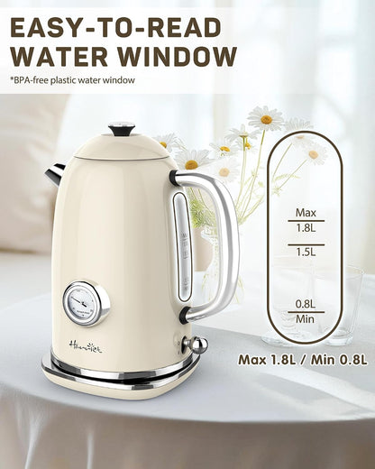 Harriet 61 oz Electric Kettle with Thermometer, Hot Water Pot, Retro