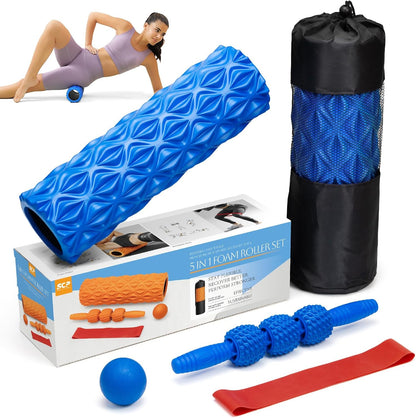 SUBCULTUREPICK 5 in1 Foam Roller Set, Trigger Point Foam Roller Deep Tissue