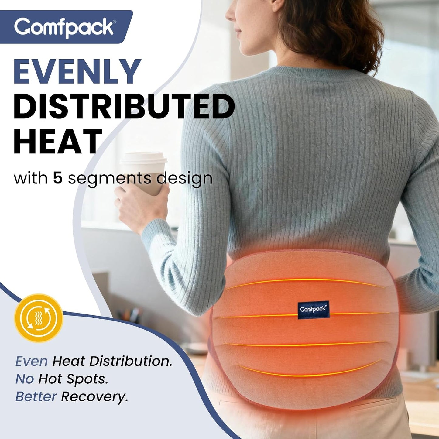 Comfpack Microwave Heating Pad for Back Pain Relief, Washable Microwavable Hot Compress Therapy for Sciatica Surgery Recovery, Lower Lumbar, Waist Warm Compress, Stomach, Cramps, Blue