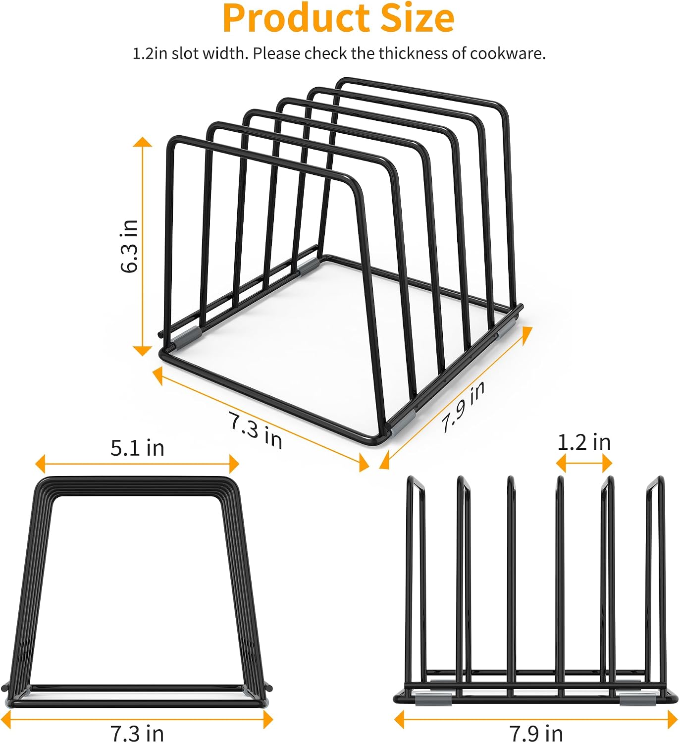 Cutting Board Organizer Kitchen Organizer Rack for Cutting Board, Bakeware, and Cookie Sheet, 5-Slot Heavy-Duty Steel Cookware Holder,Rust-Resistant with Anti-Slip Feet (1, Small)