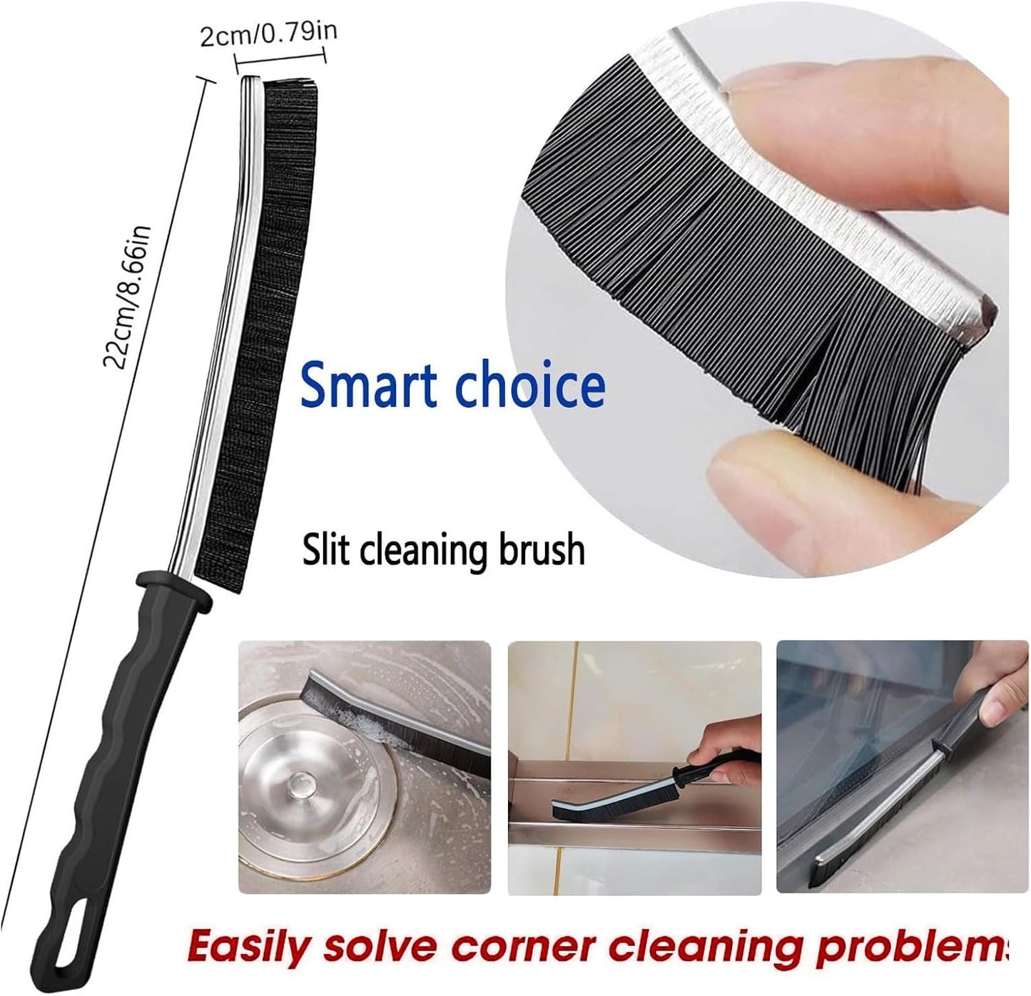 Crevice Cleaning Brush Set, Hard Bristle Gap Scrubber Tools for Bathroom Grout, Window Tracks & Shower Doors, Deep Cleaning Home Essentials & Practical Housewarming Gifts 12-Pack