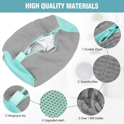 Shoe Washing Machine Bag, Shoe Laundry Bag for Washer and Dryer | 2 Pack Shoe Cleaning Bag for Sneakers & Tennis Shoes, XXL Size, Shoe Protection, Dry Bags, Zipper Hook, Travel & Dorm Storage
