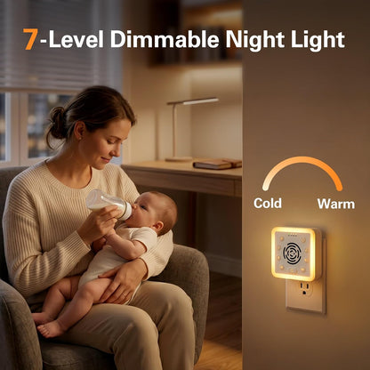 Zarler Wall Plug in White Noise Machine - Always On, No Batteries to Recharge, Noise Masking Sound Machine for Sleep, Office Privacy & Travel, 32 Volume Controls, 30 Soothing Sounds, Night Light