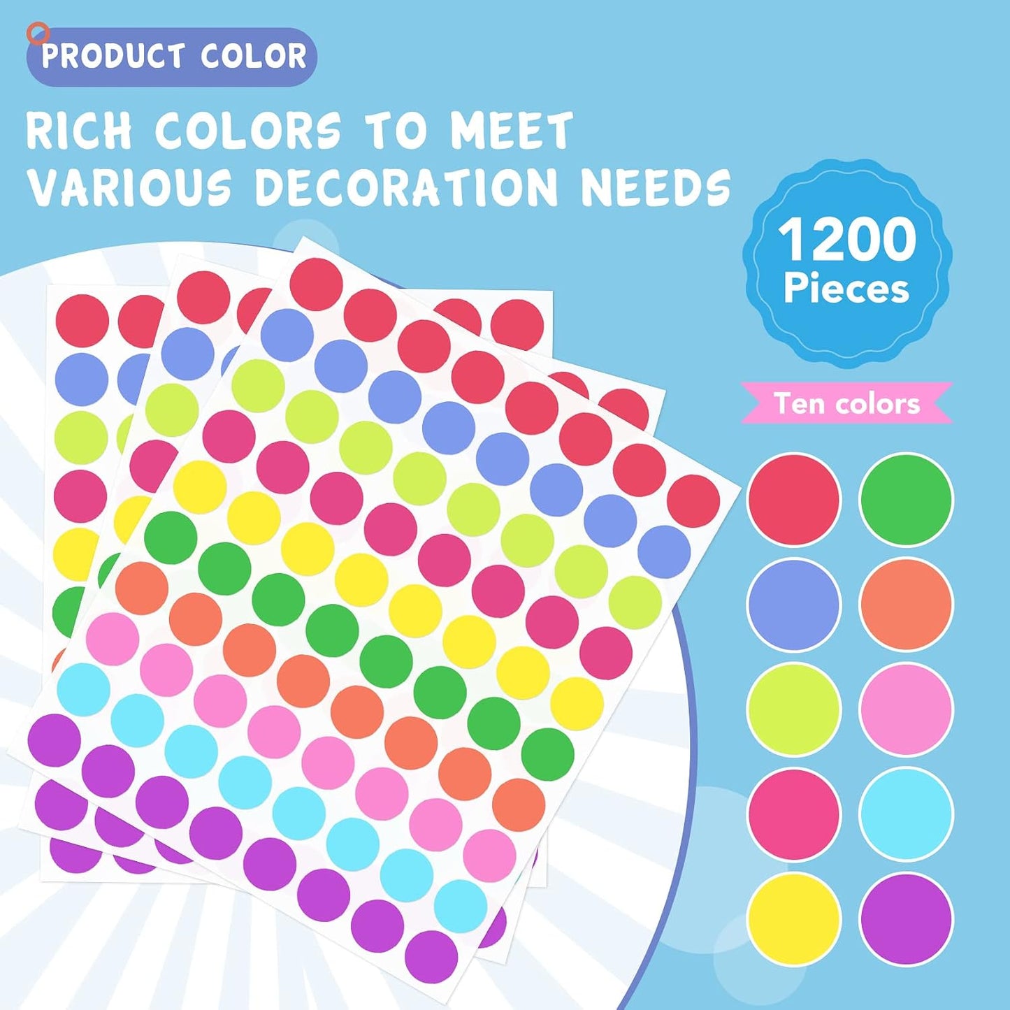 6720 PCS Small Dot Stickers Round Color Coding Labels Circle Dot Stickers Label Sticker in 20 Colors for Office,Classroom
