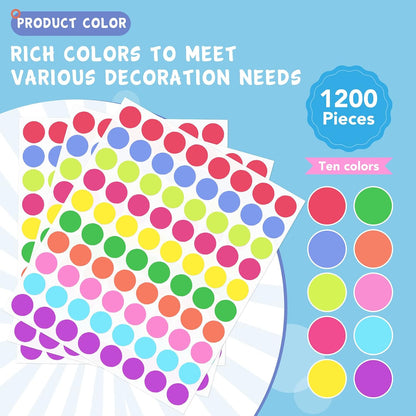 6720 PCS Small Dot Stickers Round Color Coding Labels Circle Dot Stickers Label Sticker in 20 Colors for Office,Classroom