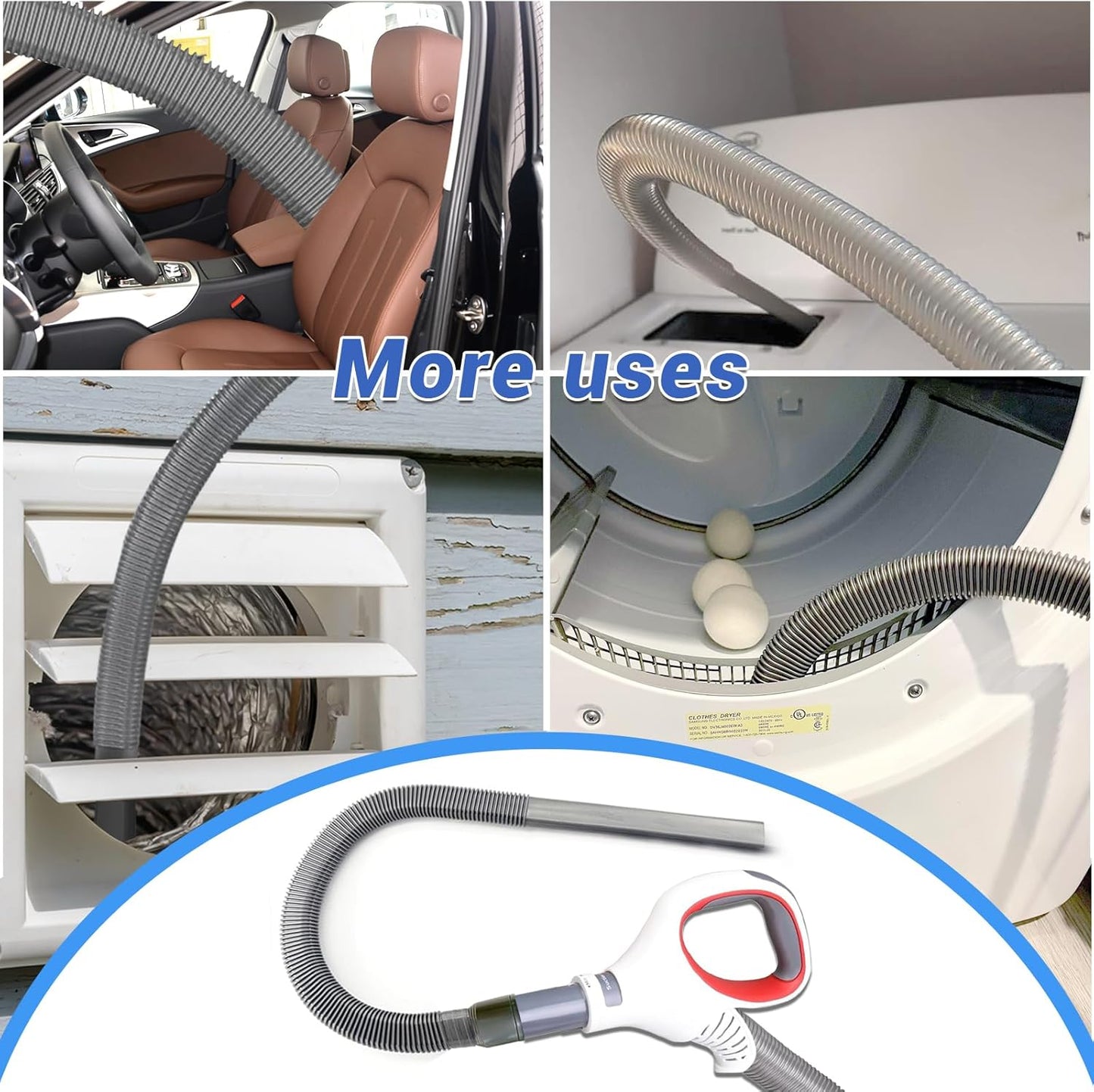 Dryer Vent Cleaner Kit for Shark NV350, NV351, NV352, NV353,NV360,NV500, NV501 Vacuum Attachment with Dryer Lint Brush and Hard Bristle Crevice Brush for Dryer Vent Replacement Parts