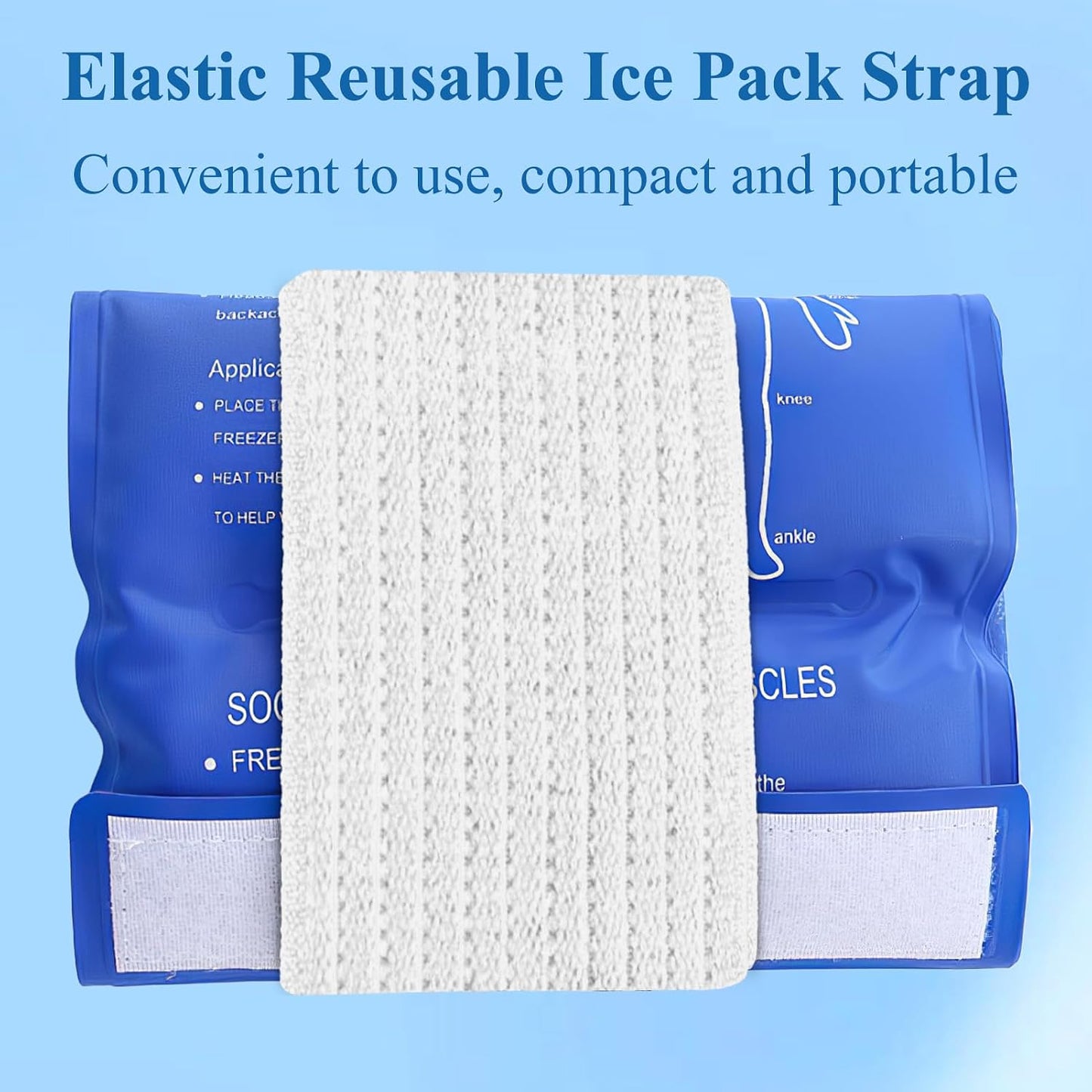 4 Pack Ice Pack Holder Straps for Cold Therapy, 35.5" x 3" Stretch Elastic Wrap with Hook and Loop, Reusable Extender Belt for Knee Shoulder Back (Straps Only, No Ice Packs)(White)