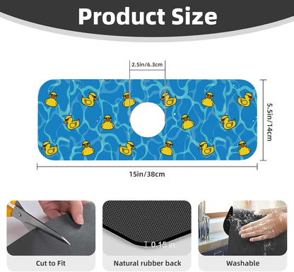 Aquamarine Blue Mexican Tiles Faucet Splash Guard Mat for Kitchen Sink 15x5.5" - Colors B
