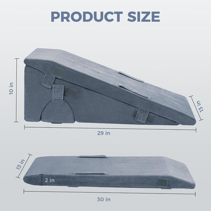 Ganondorf Adjustable Leg Elevation Pillow, Orthopedic Bed Wedge Set for Sleeping, Reading & Sitting Up, High Density Foam Post Surgery Leg Support for Knee, Back & Acid Reflux Relief, Single Leg Gray