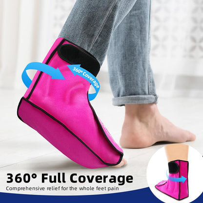 Ankle Ice Pack Wrap for Foot Heel Pain Relief and Swelling Large Reusable Gel Ice Cold Packs for Achilles Tendonitis Plantar Fasciitis Sprained Ankles Swollen Feet Surgery Recovery(Hot Pink)
