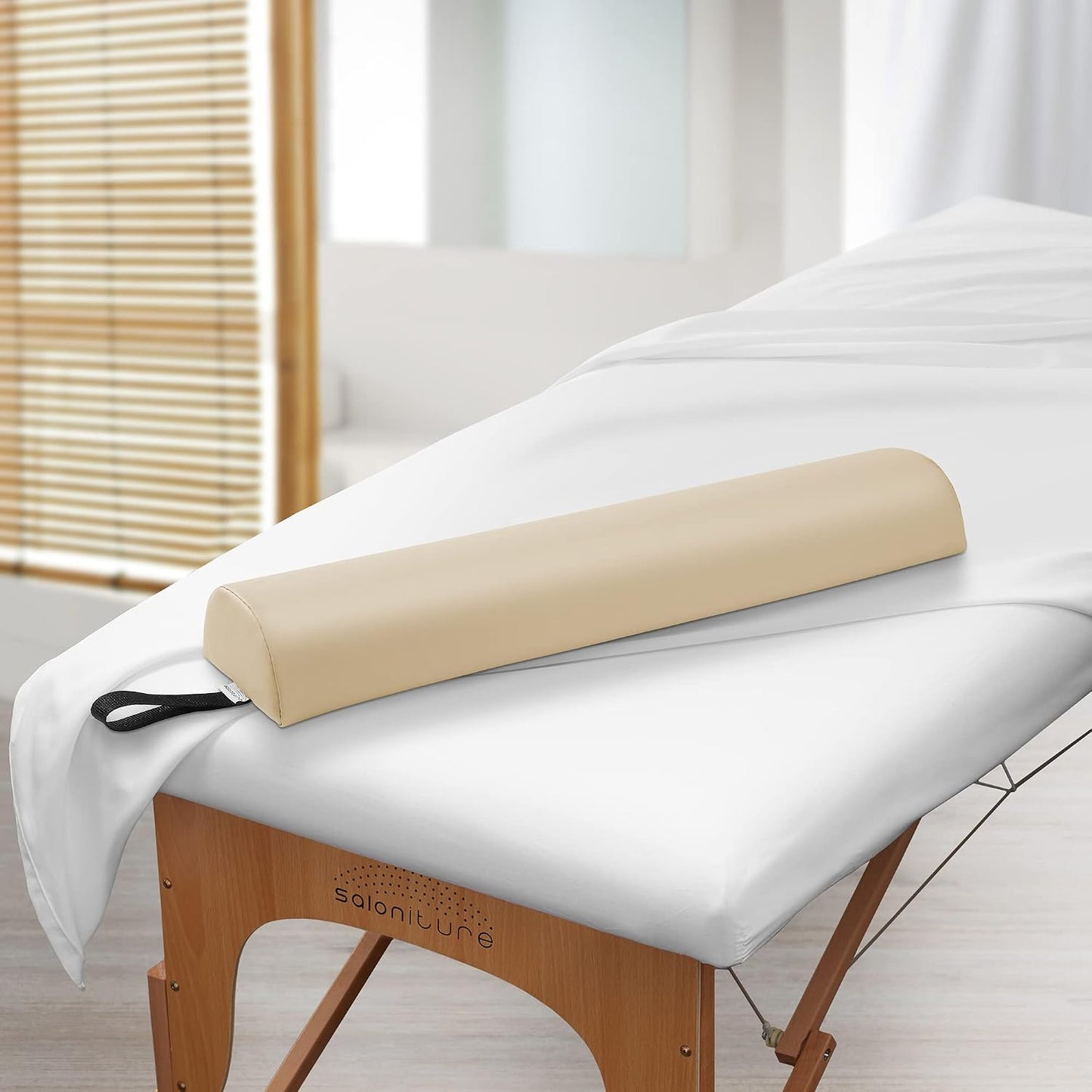 Saloniture Half Round Massage Table Bolster Pillow Pad - 26 x 6 x 3 Inch - Gray Velour