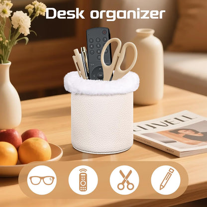 Plush Lined Glasses Holder,Protective Leather Eyeglass Case,Anti-Scratch Eyeglass Holder Stand for Nightstand,Office Desk,Ocean Blue