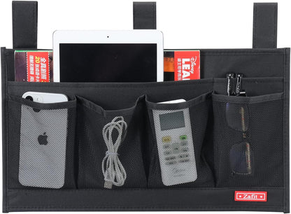 Zafit Hanging Bedside Caddy, Bedside Storage Organizer for Magazine, Phone, Remote control (Classic4 Pockets-Black)