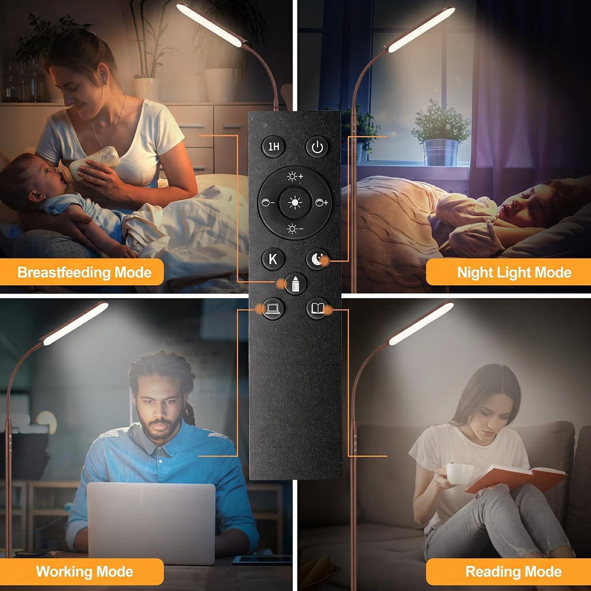 marctronic Floor Lamp, 18W 1800LM Super Bright LED Floor Lamp with Remote & Works with Smart Plug, Dimmable Timing Eye Caring Reading Lamps Floor Standing for Living Room Bedroom Office
