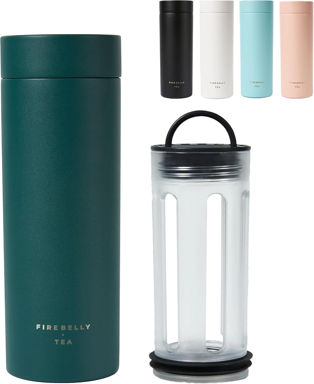 Firebelly Tea, Travel Tea Infuser Mug with Strainer, Insulated Tumbler for Loose Leaf Tea or Coffee, Leakproof Bottle for Hot or Iced Drinks, Stainless Steel Thermos with Lid, Salmon