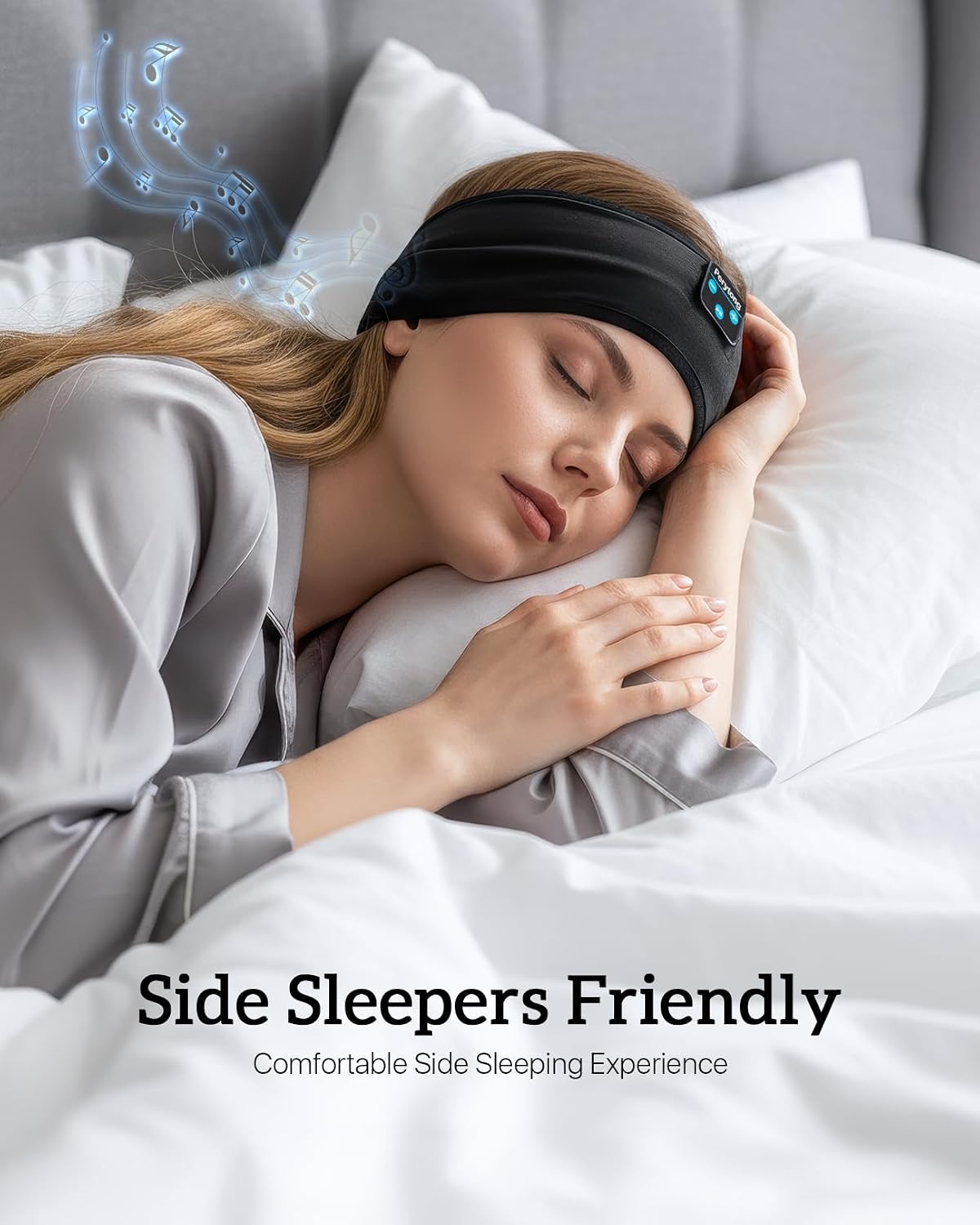 Perytong Sleeping Headphones Bluetooth Headband, Soft Long Time Play Sleeping Headsets with Built in Speakers Perfect for Workout,Running,Yoga,Travel, Darkgray