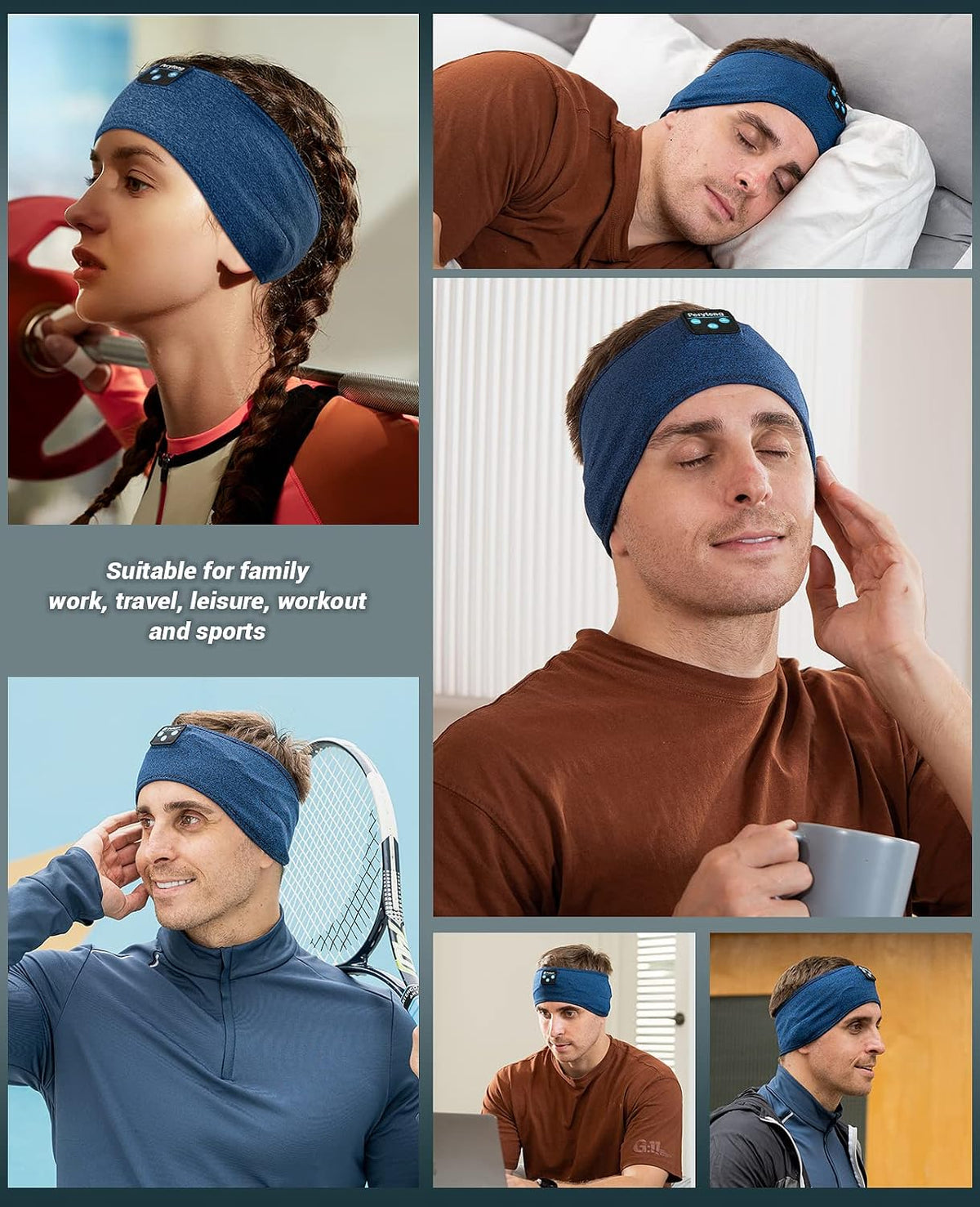 Perytong 2 Pack Sleep Headphones, Sleeping Headphones | Bluetooth Headband with Ultra-Thin HD Stereo Speaker, Wireless Headphone for Sports, Insomnia, Yoga, Air Travel, Meditation