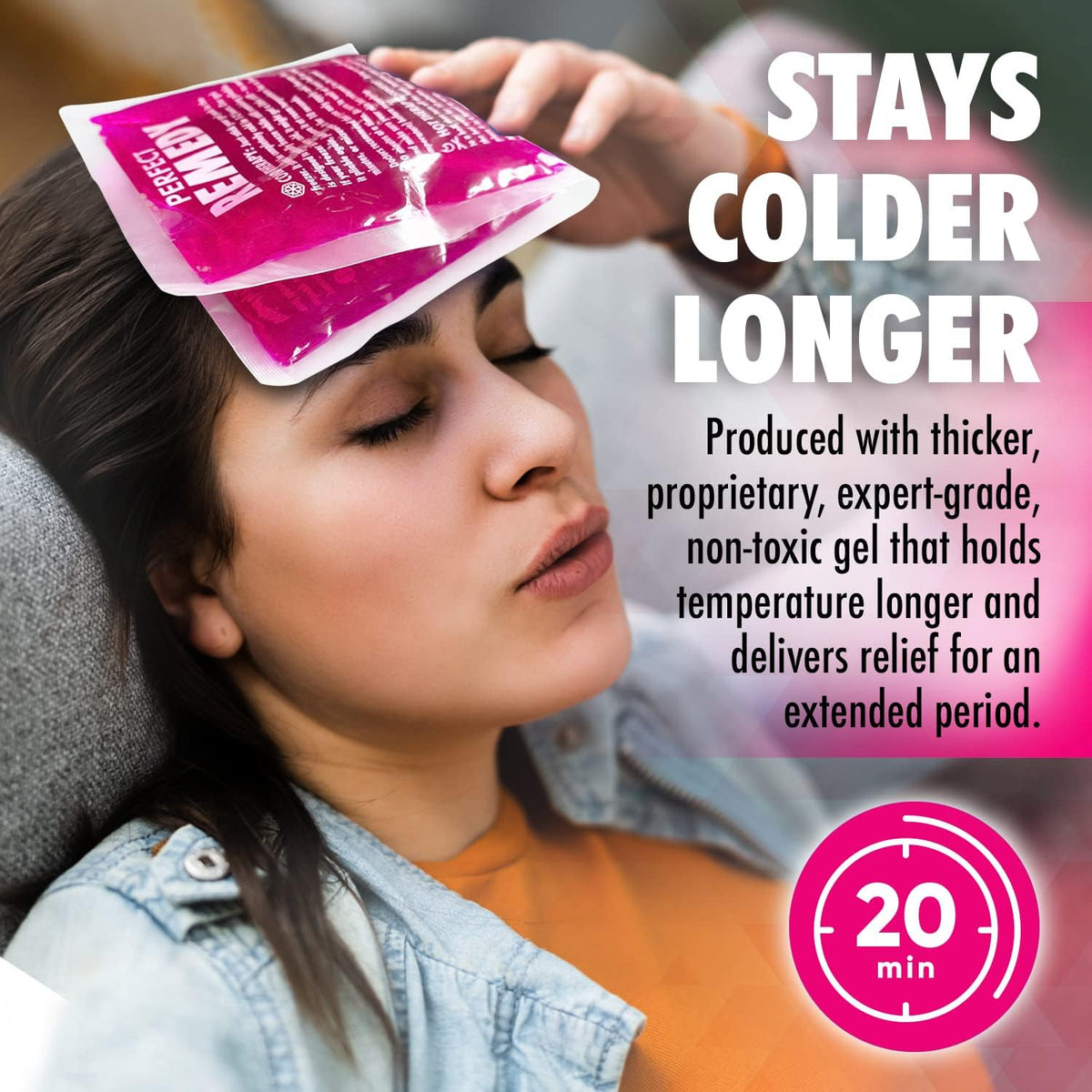 Perfect Remedy Gel Ice Packs for Injuries with Strap Cover, Flexible Hot Cold Compress, Soothing Soft Ice Packs for aid in Injuries Conditions, Alternative to Hot Water Bottles (Blue, Regular)