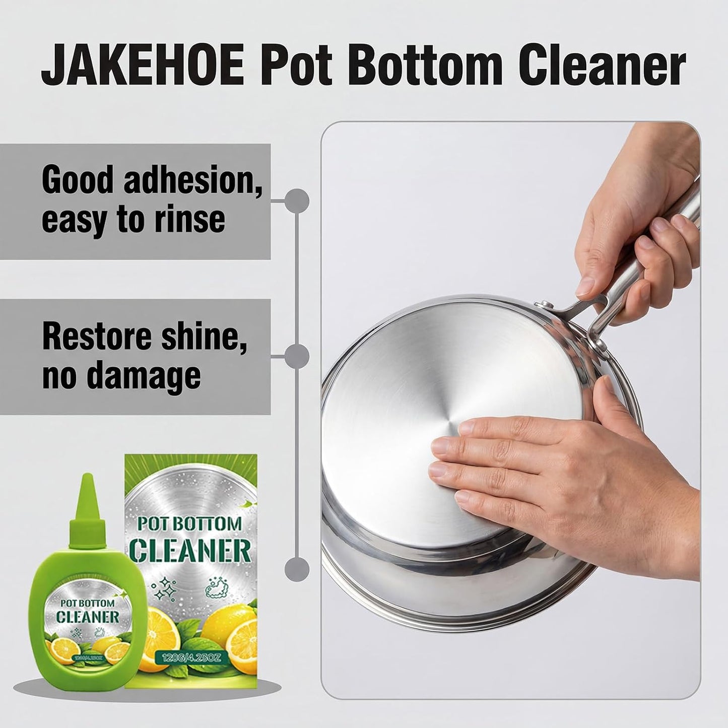 Oven & Pot Bottom Cleaner Gel 4.23 OZ, Stainless Steel | Gel for burnt marks & carbon on stainless steel pots, oven surfaces & cookware; lemon scent; pointed nozzle; 4.23 OZ