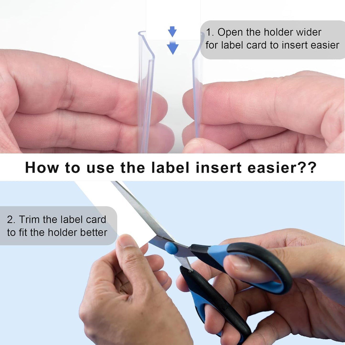50pcs Labels for Storage Bins Plastic Label Clip, Basket Labels Clip On Wire Shelf Price Label Holder Merchandise Sign Display Holder, 50pcs Label Insert Included (6x4cm)
