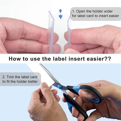 50pcs Labels for Storage Bins Plastic Label Clip, Basket Labels Clip On Wire Shelf Price Label Holder Merchandise Sign Display Holder, 50pcs Label Insert Included (6x4cm)