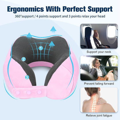 Cirorld Neck Pillow for Traveling, Travel Pillows for Airplanes,100% Pure Memory Foam Travel Neck Pillow, Adjustable Flight Pillow, Portable Plane Accessories with Eye Mask, Earplugs, Carry Bag