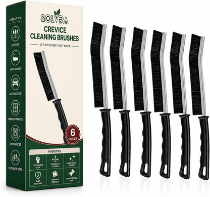 Crevice Cleaning Brush Set – 3Pcs Hard Bristle Cleaning Tools for Grout, Tile Floors, Gaps & Narrow Spaces – Small Grout Scrub Brush for Cleaning Bathroom, Shower, Window Tracks, Kitchen | Grout Scrub Brush for Tile Floors, Bathroom, Shower, Window