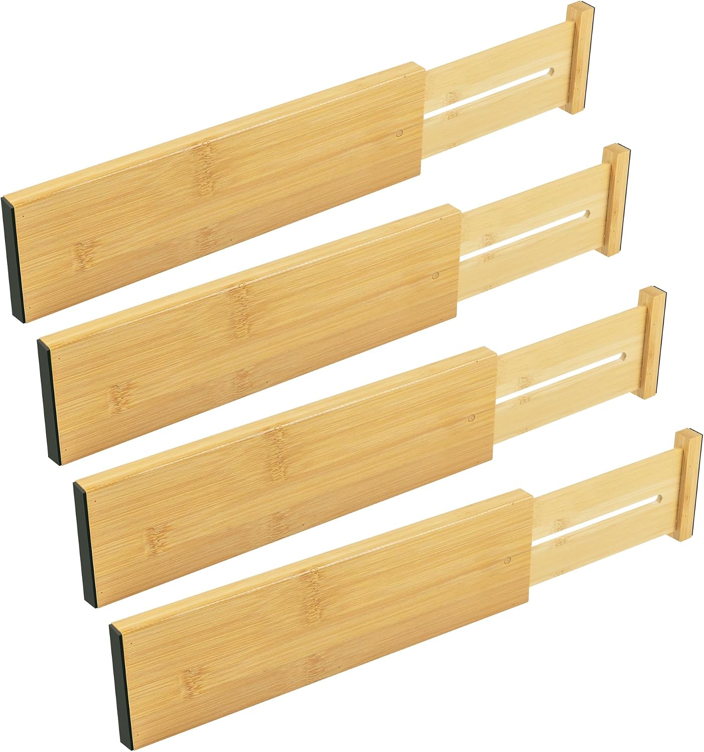 Utoplike 4 Pcs Bamboo Kitchen Drawer Dividers, Large Drawers Organizers | Adjustable Spring Loaded Expandable Organization, Works in Dresser, Bathroom, Bedroom, Office, Fit 17.8"-20.6" Drawer, 2.4"H