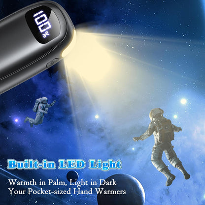 Hand Warmers Rechargeable, Electric Dual-Sided Heating with LED Display & Flashlight, Max 127℉, 13Hrs Long Lasting Pocket Heater for Raynauds, Golf, Hunting, Camping, Birthday Gifts for Men Women